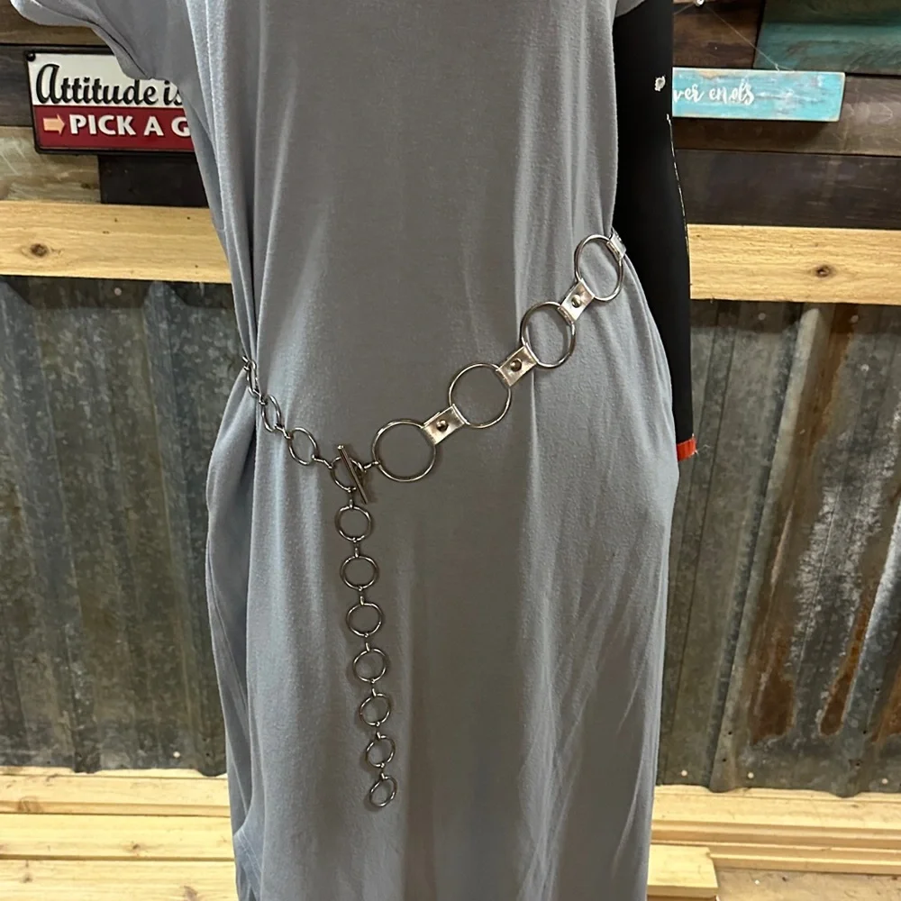 Source Unknown Silver Metal Ring Link Belt - Picture 2 of 3